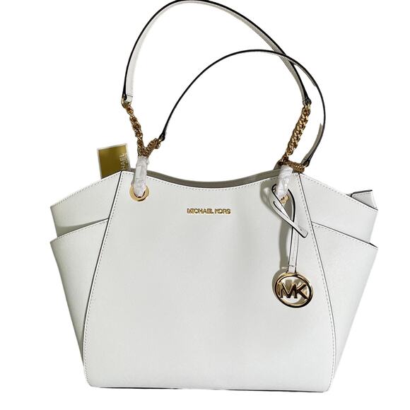 Michael Kors MK Jet Set Travel Lg Chain Saffiano Leather Shoulder Bag Tote  $558 - Picture 1 of 11